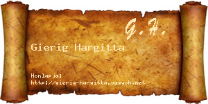 Gierig Hargitta névjegykártya